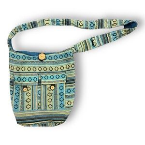 Tribe Azure TribeAzure Blue Canvas‎ Large Hobo Crossbody Shoulder Sling Slouch
